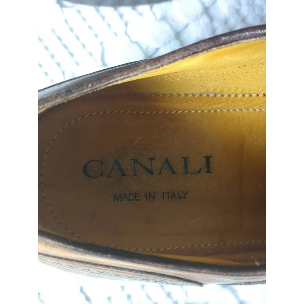 Canali‎ Wingtip Oxford Leather Dress Shoes Sz 9 US 42 EU Brown Lace Up